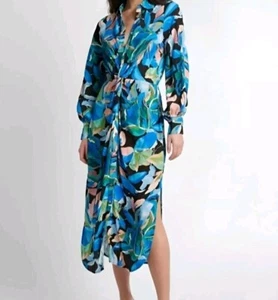 SHEIKE Twilight Tropic Long Sleeve Button Down Midi Dress SIZE 10 - Picture 1 of 8