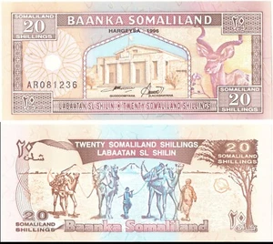 1996 Somaliland Banknote 20 Schilling p 3b Blume Druck Unc - Bild 1 von 1