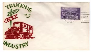 #1025 Trucking First Day Cover 1953 - Velvatone Flocked - Picture 1 of 2