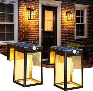 2 Pack Solar Porch Lights Outdoor with Motion Sensor, Dusk to Dawn Exterior Wall - Picture 1 of 7