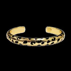 Kenneth Jay Lane, Gold With Black Enamel Spots Open Cuff - Picture 1 of 11