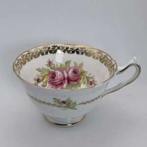 Taza de té Collingwoods vintage rosas rosadas y hoja de oro Boarder - Imagen 1 de 11