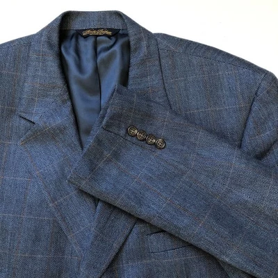 Abrigo deportivo Brooks Brothers para hombre 46XL azul espiga ventana blazer a cuadros Foto 1 de 4