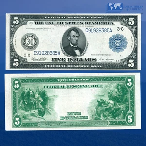 1914 $5 Five Dollars Federal Reserve Note Philly, Large Size Note, VF+ #28385 - Picture 1 of 1