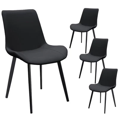 Juego de 4 sillas de comedor de cocina modernas, silla tapizada de cuero PU con patas de metal Foto 1 de 4