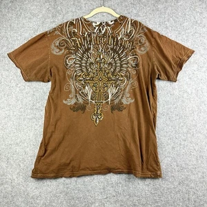 Camiseta Affliction Distressed Para Hombres XL Live Fast Distressed Tribal Cross Gráfico* - Imagen 1 de 13
