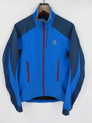 Chaqueta cortavientos Salomon para hombre mediana azul SoftShell cremallera completa entrenamiento para correr Foto 1 de 4