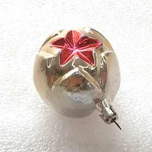Vintage Christmas Silver Glass Ornament Tree USSR Xmas Antique Decoration Star - Picture 1 of 5