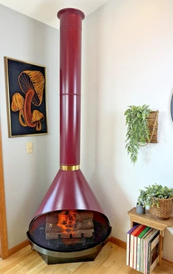 Calentador eléctrico vintage MCM ciruela púrpura chimenea Dyna llama Malm estilo preway Foto 1 de 4