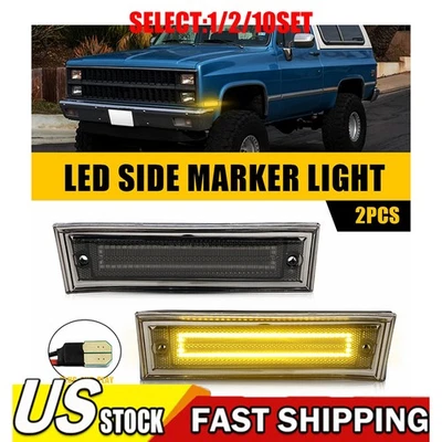 Luz de señalización LED delantera ámbar humo para 81-91 Chevrolet C10 C20 C30 GMC 1~5 Foto 1 de 4