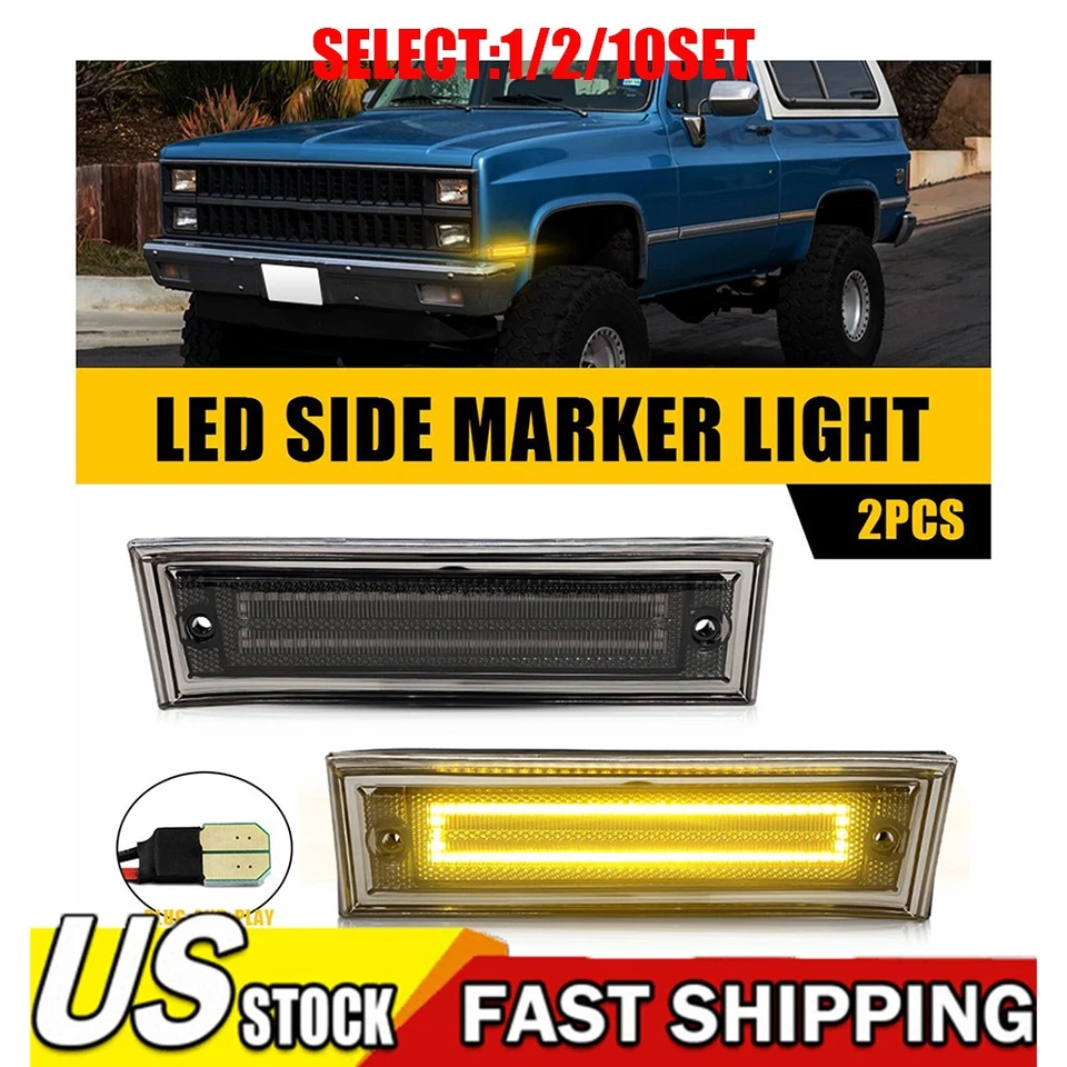 Luz de señalización LED delantera ámbar humo para 81-91 Chevrolet C10 C20 C30 GMC 1~5 Foto 1 de 4