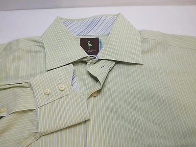 Camisa masculina manga longa listrada amarela com botões Tailorbyrd 2 camadas GG - Imagem 1 de 4