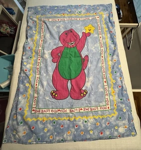 Vintage Barney The Dinosaur Children’s Quilt EUC 41x31” VTG Baby/Toddler - Picture 1 of 7