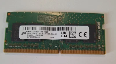 MICRON MTA4ATF1G64HZ-3G2E1 8GB DDR4 1Rx16 PC4-3200AA SO-DIMM RAM DPASMRD009 Foto 1 de 2