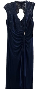 HOCHZEIT BRAUTMUTTER BRÄUTIGAM FORMELLES KLEID KLEID dunkelblau. Gr. 12 Abschlussball blau salbei - Bild 1 von 15