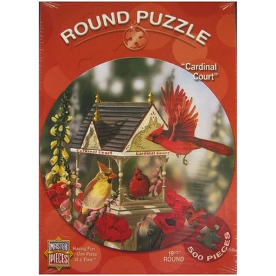 Cardinal Court Round Jigsaw 500 Pc Puzzle 19" MasterPieces Janene Grende Sealed - Image 1 of 2