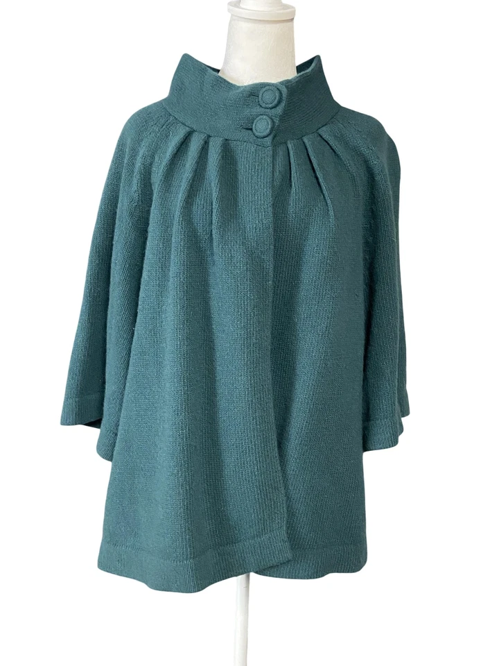 Suéter Sarah Spencer Mujer 1X Verde Lana Mezcla Angora Manga Corta Capelet Foto 1 de 4