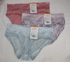 Nuovo set/3 mutandine WARNER'S no muffin top HIPSTER LILLA BLU FLOREALE ROSA ROSA S/5 - Foto 1 di 5