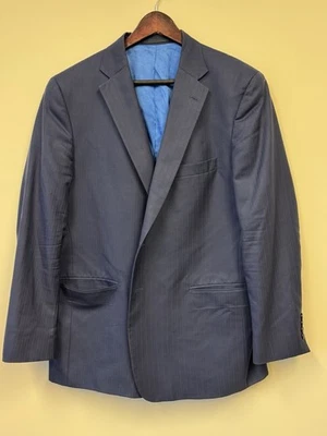 Traje a rayas azul marino Tom James para hombre 2 piezas - aproximadamente 42R / 36W - usar en pantalones Foto 1 de 4