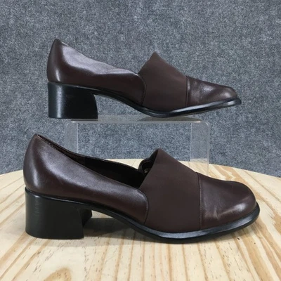 Aerosoles Shoes Womens 8.5 Loafers Brown Leather Comfort Round Toe Block Heels - Image 1 of 4