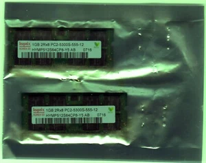 Hynix 1GB 2Rx8 PC2-5300S-555-12 Laptop RAM HYMP125S64CP8-Y5 AB 2 Sticks 1gb Each - Picture 1 of 1