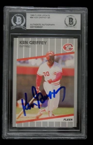 KEN GRIFFEY SR SIGNED 1989 FLEER #84 BAS AUTHENTIC AUTO CINCINNATI REDS - Picture 1 of 2