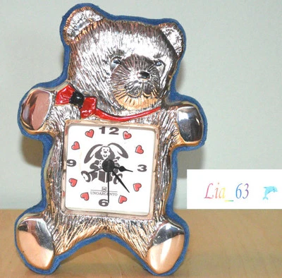 Orologio Sveglia UnoArgento in Argento a forma di Orsetto Bear - Vintage Anni 90 - Immagine 1 di 3