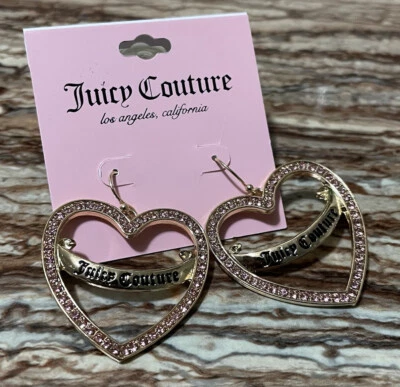 Joias de alta costura suculentas brincos de coração de ouro logotipo pavê de cristal strass rosa - Imagem 1 de 4