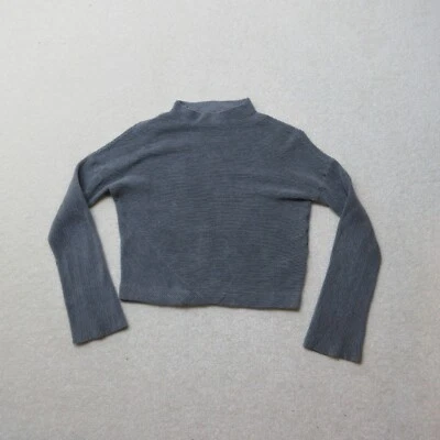 & Other Stories Top Womens X-Small XS Grey Ribbed Cropped High Neck Cotton LS - Image 1 of 4