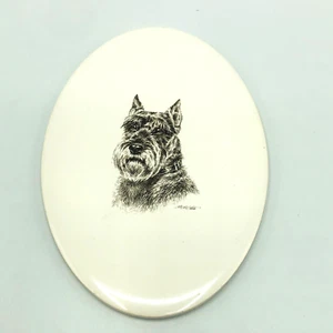 Vintage Schnauzer Dog Puppy Ceramic Hanging Tile Trivet 6"x4.25" - Picture 1 of 5