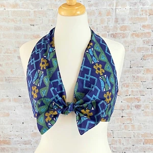 Womens OOAK Retro Blue Tapa Halter Top Size Medium - Picture 1 of 7