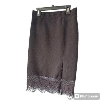 Falda Free People negra acolchada Storyteller tejido elástico dobladillo de encaje XS Foto 1 de 4