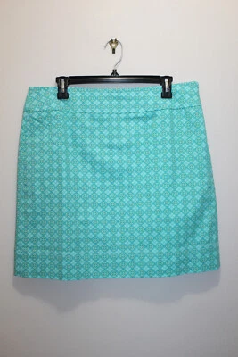 FALDA CASUAL TALBOTS SARGA ALGODÓN GEOMÉTRICA AQUA TURQUESA TALLA 12 EE. UU. Foto 1 de 3