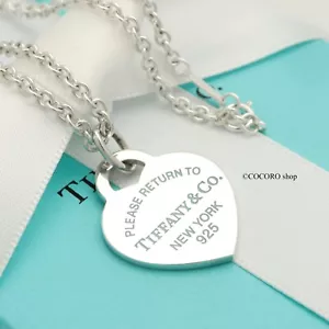 Tiffany & Co. Return to Blue Emaille Herz Anhänger Halskette 16,1" Silber 925 mit Etui - Bild 1 von 12