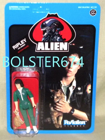 RIPLEY W/ JONESY CAT ReAction Retro 3.75" Action Figure Super7 Alien BLUE CARD Cover