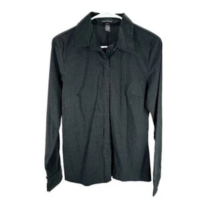 Club Monaco | M Medium Black & White Striped Button Shirt - Picture 1 of 7