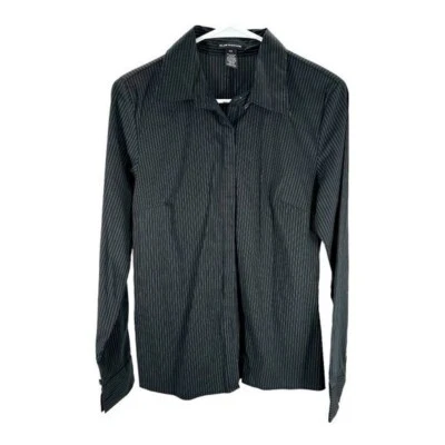 Club Monaco | M Medium Black & White Striped Button Shirt - Image 1 of 4