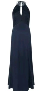 Maxi Vestido Monzón Hea Satinado Encaje Azul Marino Reino Unido 18 Dama de honor Baile de graduación Fiesta Nuevo con etiquetas - Imagen 1 de 7