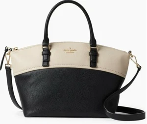 NWT $328 Kate Spade Jackson Street Small Dixon Satchel Black / Soft Porcelain - Picture 1 of 3