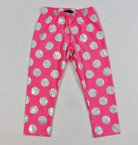 Girls Pink Glitter Silver Polka Dot Leggings Pants Made in USA NEW 6 - Picture 1 of 5