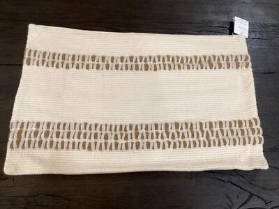 Pottery Barn Reed Striped Lumbar Pillow Cover Neutral 16 x 26 in #H684Y - Image 1 of 4