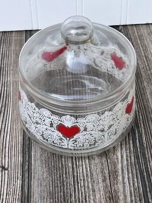 Tarro de vidrio Indiana vintage plato de caramelo con tapa decoración de San Valentín regalo Foto 1 de 4