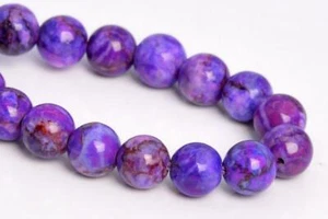 100% Natural Blue Purple Turquoise Beads 6 MM Round howlite bead 16" 01 stand - Picture 1 of 5