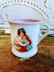 Antique German Porcelain Cup/Mug Mother Daughter Victorian - Picture 1 of 8
