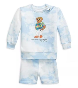 Polo Ralph Lauren Baby Boys Bear Fleece Sweatshirt & Short Set 12 Months - Picture 1 of 1