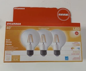 (3) NEW Sylvania G25 40w Glass LED Filament Bulb Soft White 2700K Dimmable Globe - Picture 1 of 4