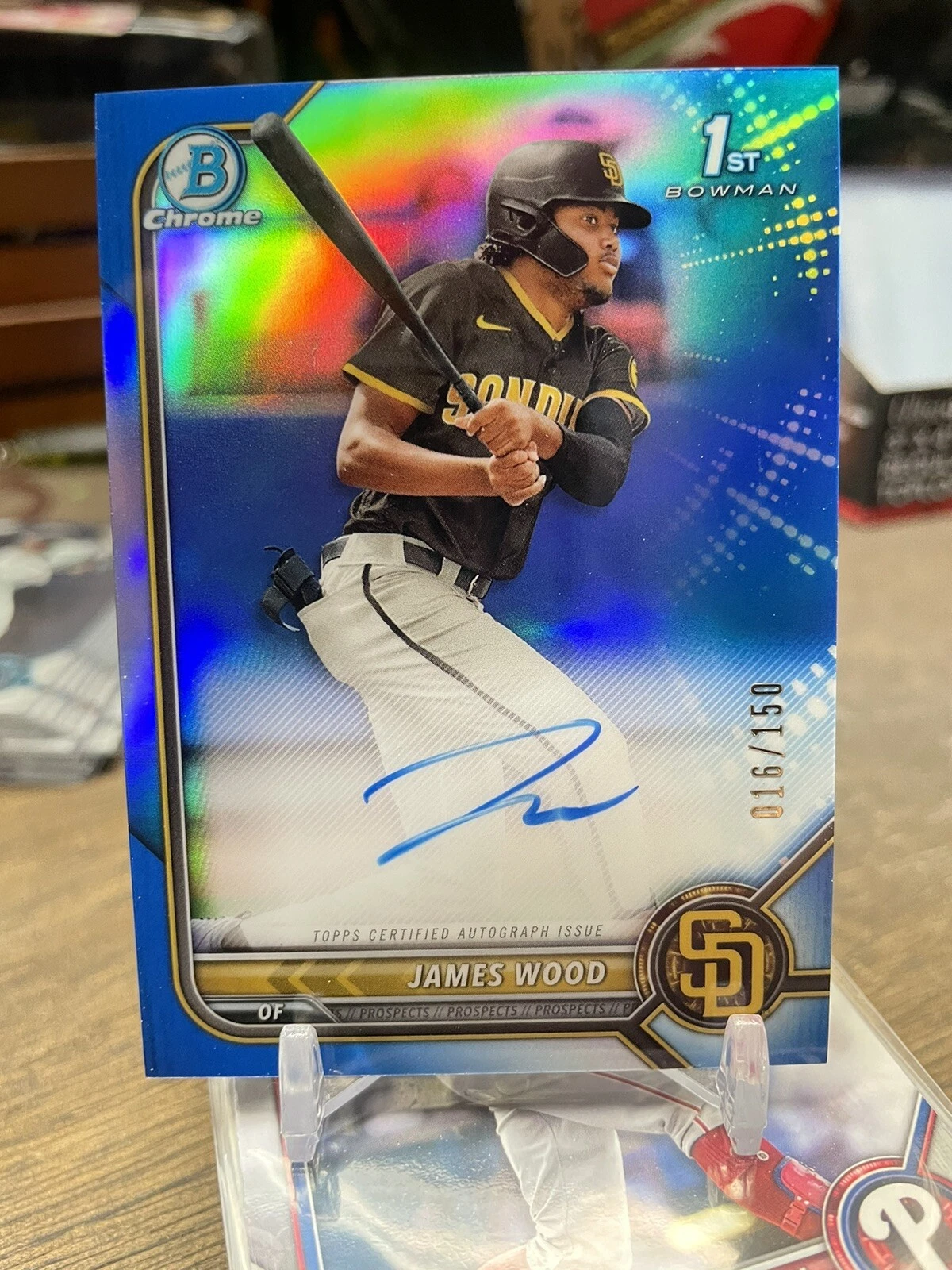 2022 Bowman Chrome 1st Blue Refractor James Wood RC Rookie AUTO /150 🔥🔥🔥