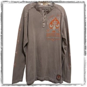 AFFLICTION American Customs Garage Built Henley Shirt Spade Cross Men's XL/2X - Picture 1 of 9