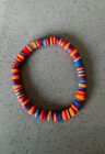 "funky Orange" Orange & Blue Friendship Bracelet - Handmade -  14/15/16cm