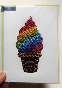 1 tarjeta de papiro de alta calidad cono de helado con joyas Judith Leiber cumpleaños - Imagen 1 de 6